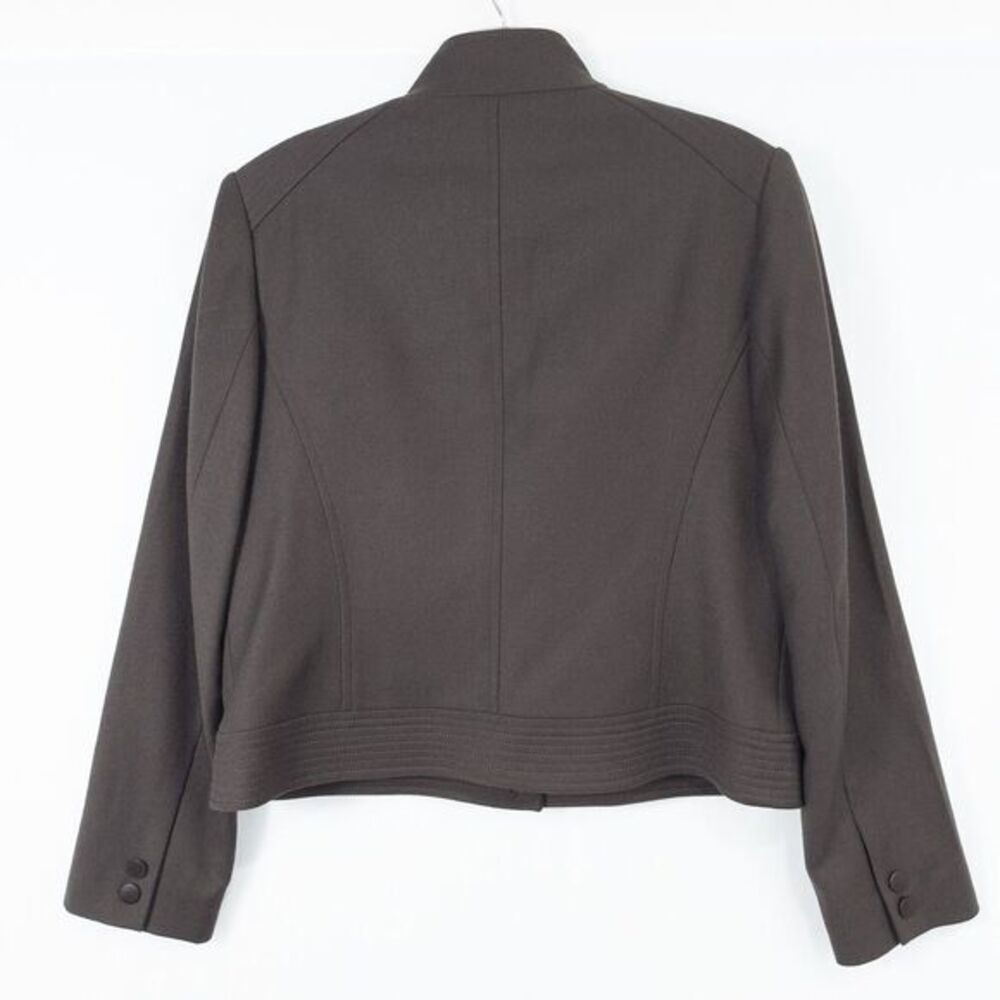 Talbots Italian Wool Blend Military Style Jacket Womens Petite 4 Chocolate Brown - Picture 2 of 16